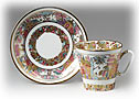 Landscape Frieze Cup and Saucer, bone, Black Coffee Shape - Lomo