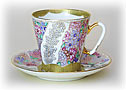 Black Lace Cup and Saucer, Bone, Black Coffee shape - Lomonosov 