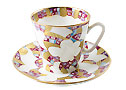 White Design Cup and Saucer, bone, Black Coffee Shape - Lomonoso