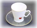 Heart #1 Cup and Saucer, bone, Black Coffee Shape - Lomonosov Bo