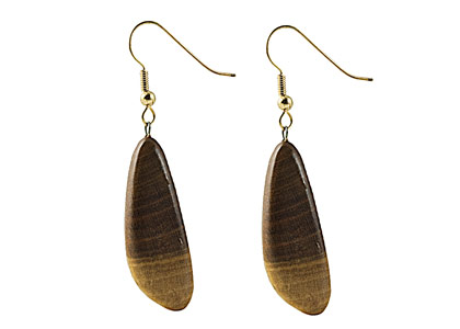 Black Sea Wooden Earrings Asymmetrical Two-Tone Approx 