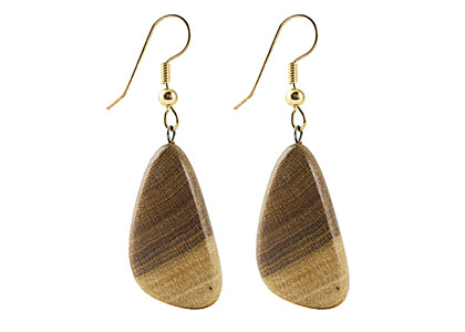 Black Sea Wooden Earrings Asymmetrical Two-Tone Approx 