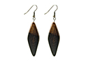 Black Sea Earrings Wooden Textured Diamond - Handmade earrings from the Ukraine 