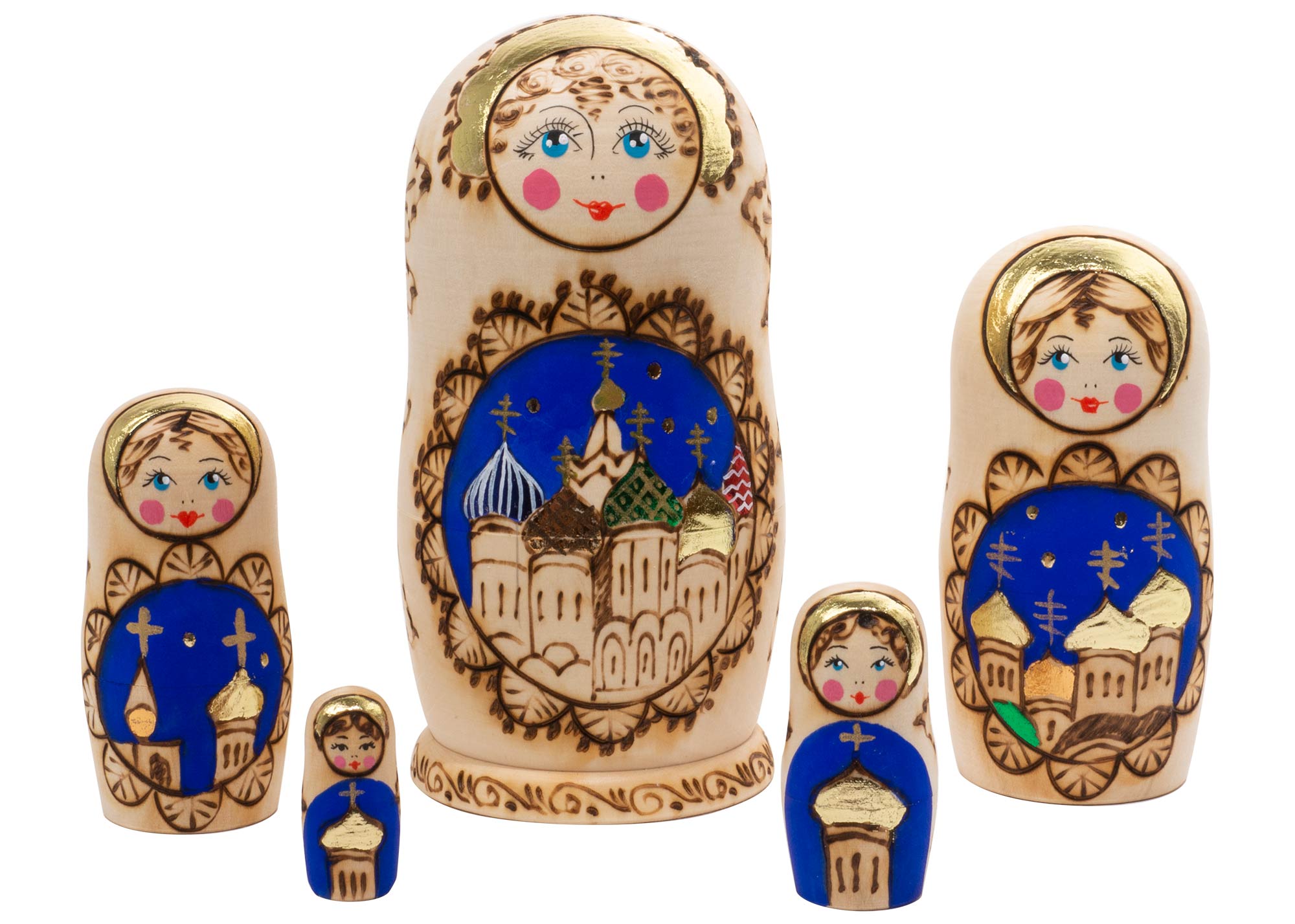 Buy Russian Domes Woodburned Nesting Doll 5pc./6" at GoldenCockerel.com