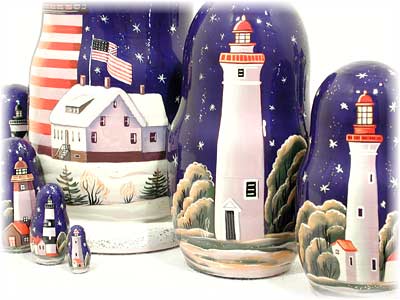 Buy Lighthouses in the Night Nesting Doll 7pc./8" at GoldenCockerel.com