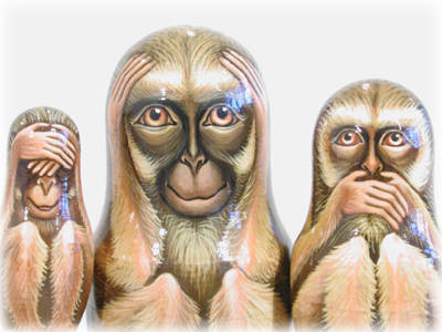 Buy Матрешка «Три обезьяны» 3 места 8 см at GoldenCockerel.com