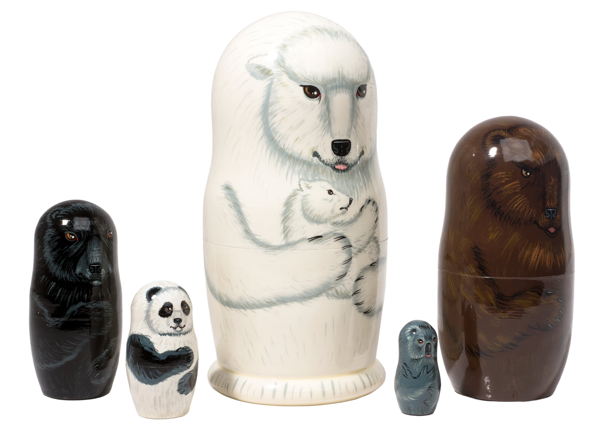 Buy Bears of the World Nesting Doll 5pc./6" at GoldenCockerel.com
