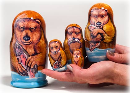 Buy Alaskan Brown Bear Nesting Doll 5pc./6" at GoldenCockerel.com