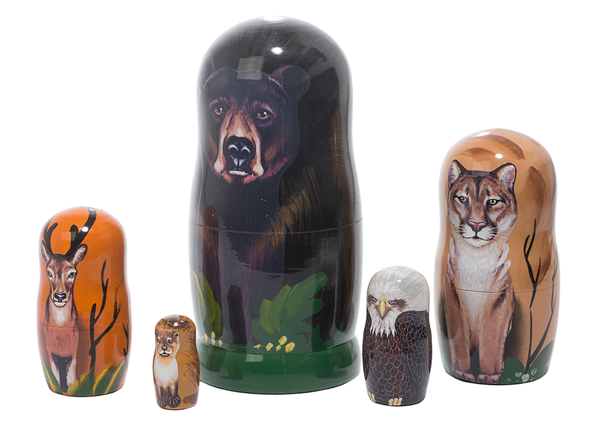 Buy Матрешка «Черный медведь и его друзья» 5 мест 15 см at GoldenCockerel.com