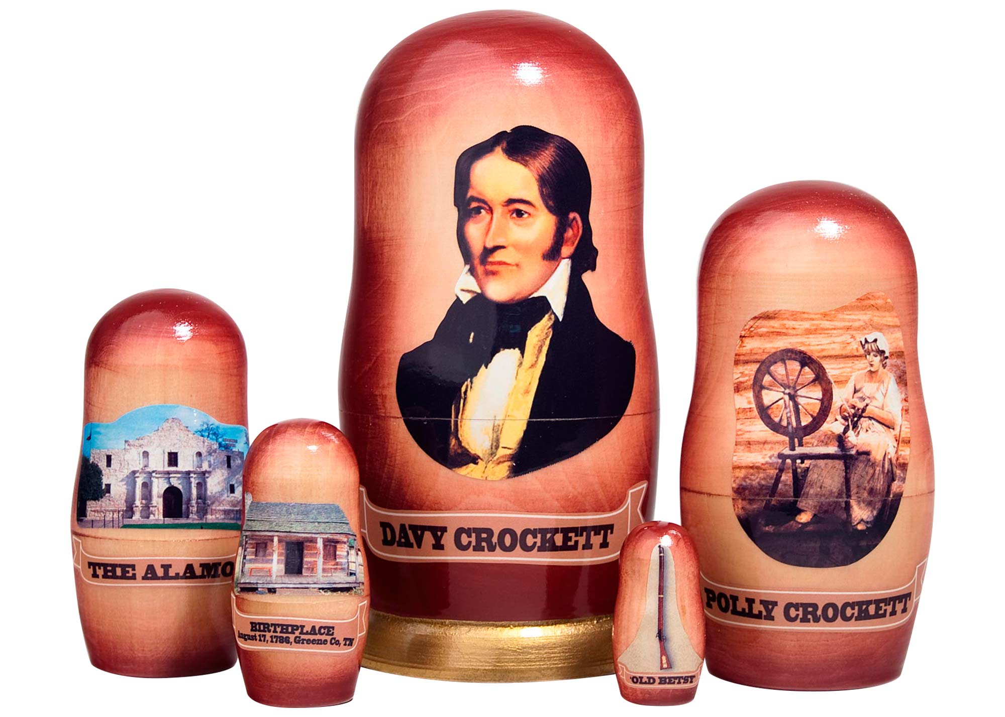 Buy Davy Crockett Nesting Doll 5pc./6" at GoldenCockerel.com