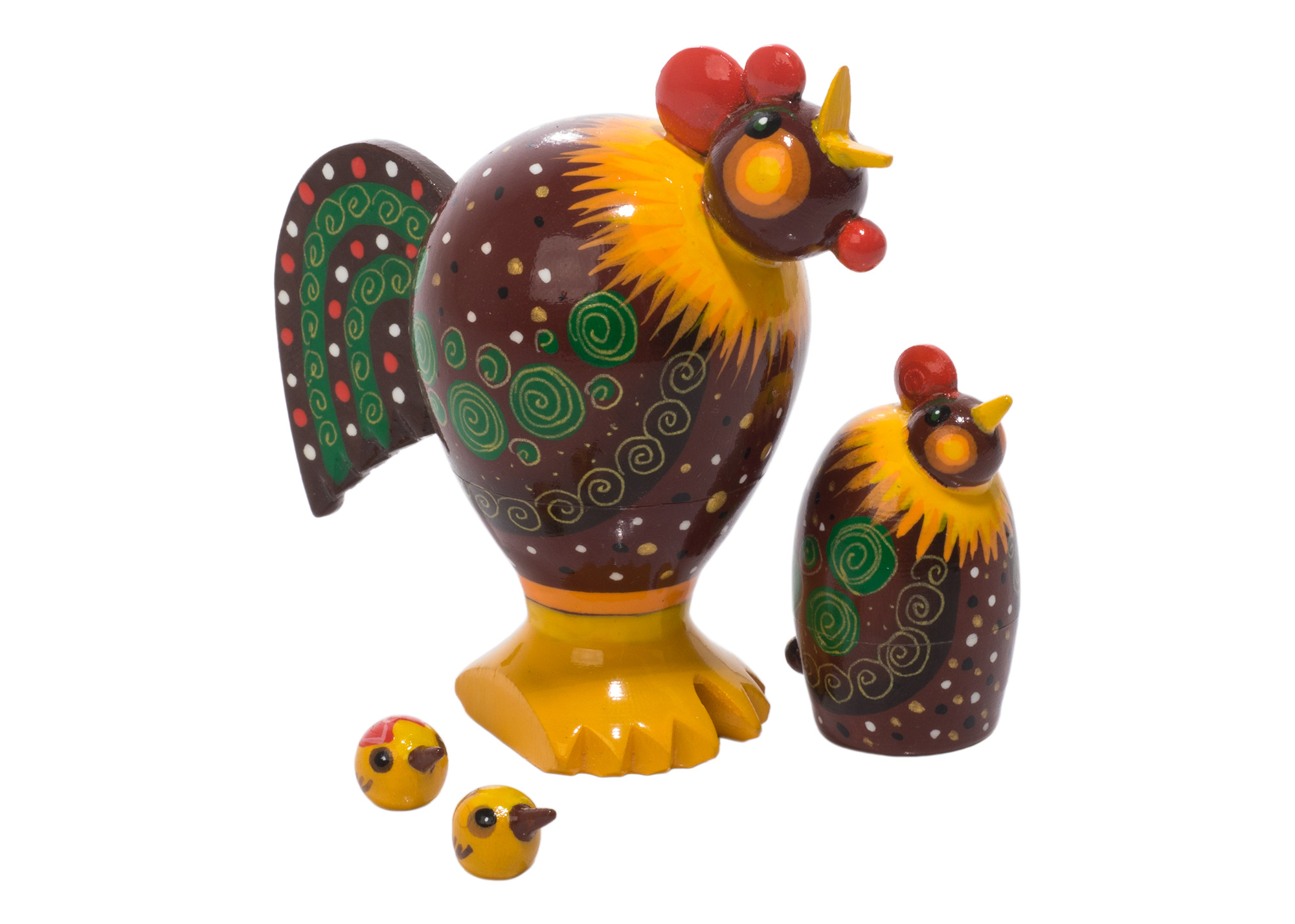 Buy Realistic Rooster & Hen Nesting Doll 4pc./3" at GoldenCockerel.com