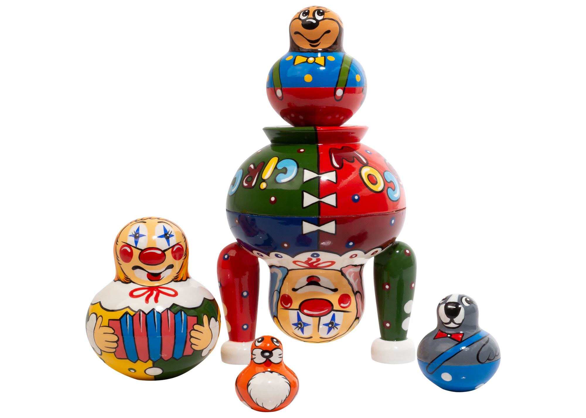 Buy Moscow Circus Clown Nesting Doll 5pc./5"  at GoldenCockerel.com