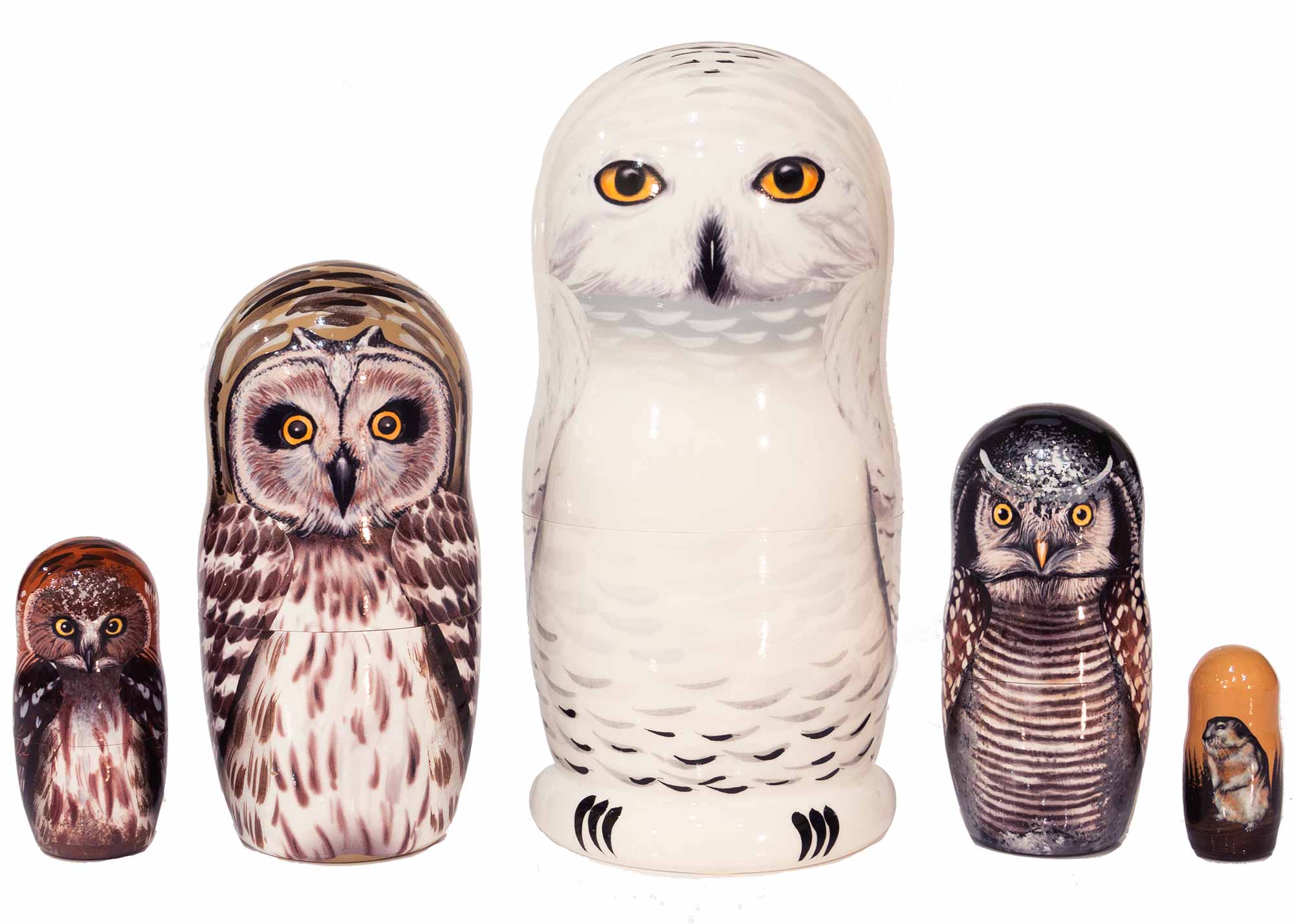 Buy Snowy Owl Nesting Doll 5pc./6" at GoldenCockerel.com