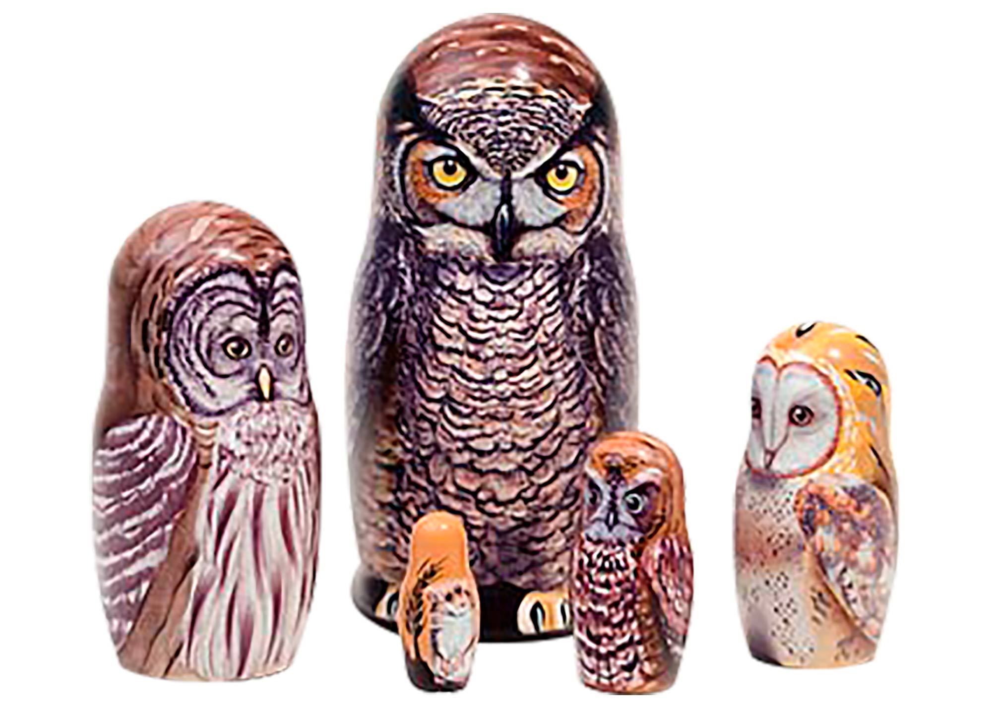 Buy Great Horned Owl Nesting Doll 5pc./6" at GoldenCockerel.com