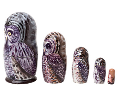 Buy Great Grey Owl Doll 5pc./4" at GoldenCockerel.com