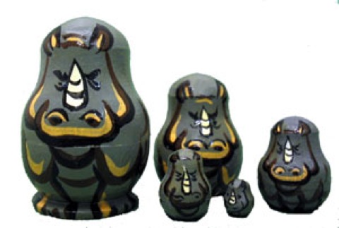 Buy Мини-матрешка "Носороги" 5 мест 2,5 см at GoldenCockerel.com