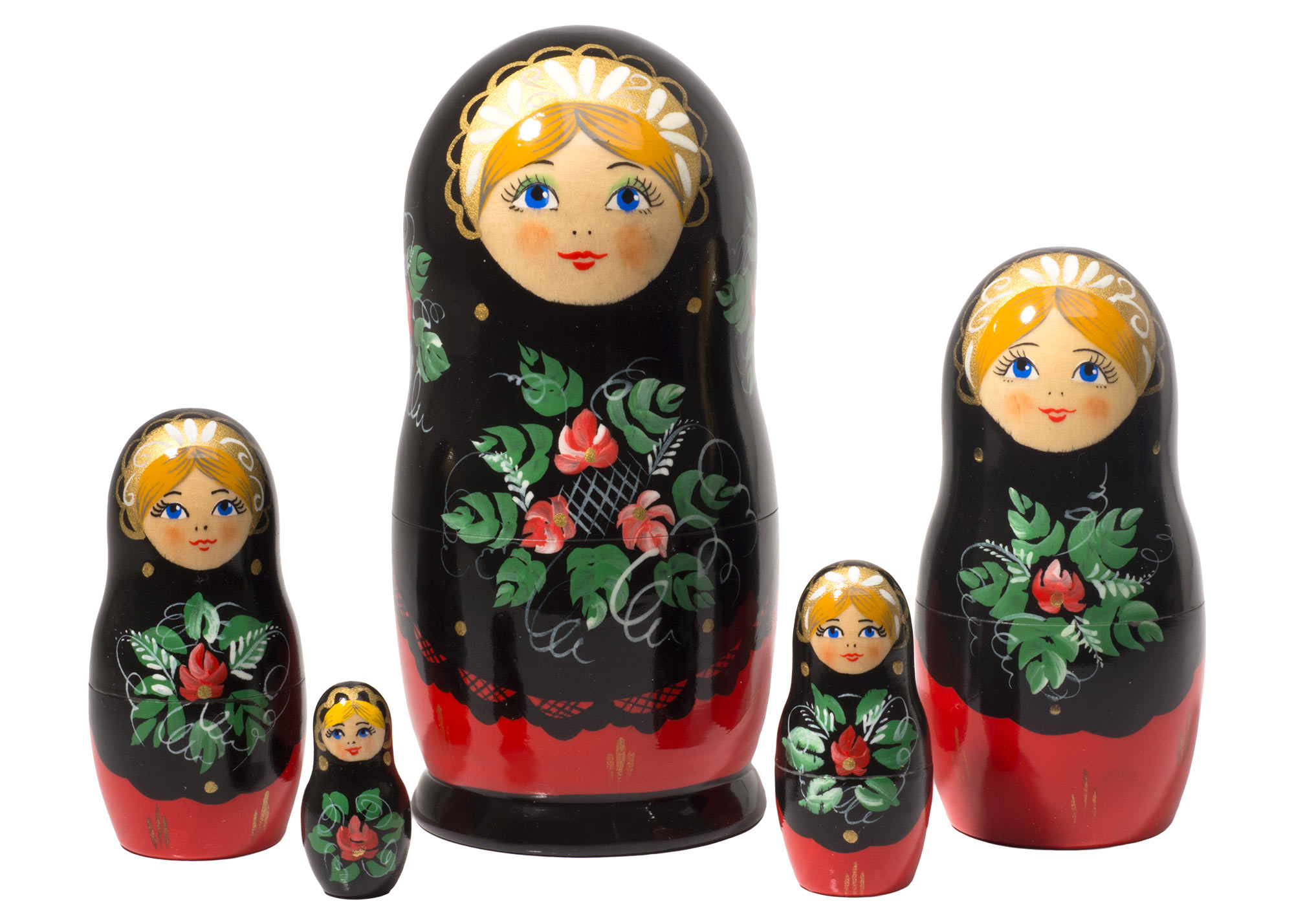 Buy Red & Black Classical Nesting Doll 5pc./6" at GoldenCockerel.com