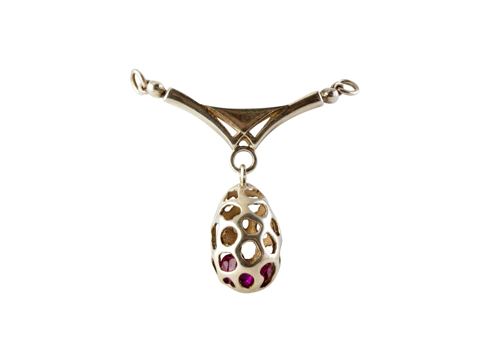 Buy Silver Pendant Holds Red Gems (w/ Chain!) at GoldenCockerel.com