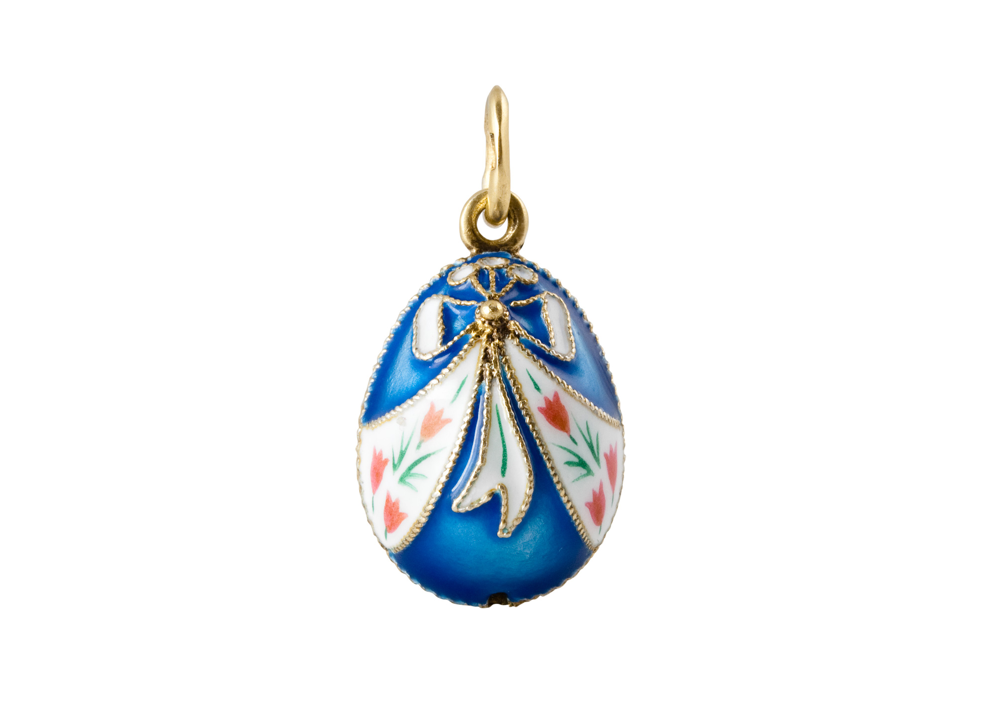 Buy Faberge-Style Egg Pendant "Blue Country Ribbons" at GoldenCockerel.com