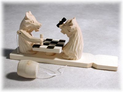 Buy Chess Playing Bear Carved Toy at GoldenCockerel.com