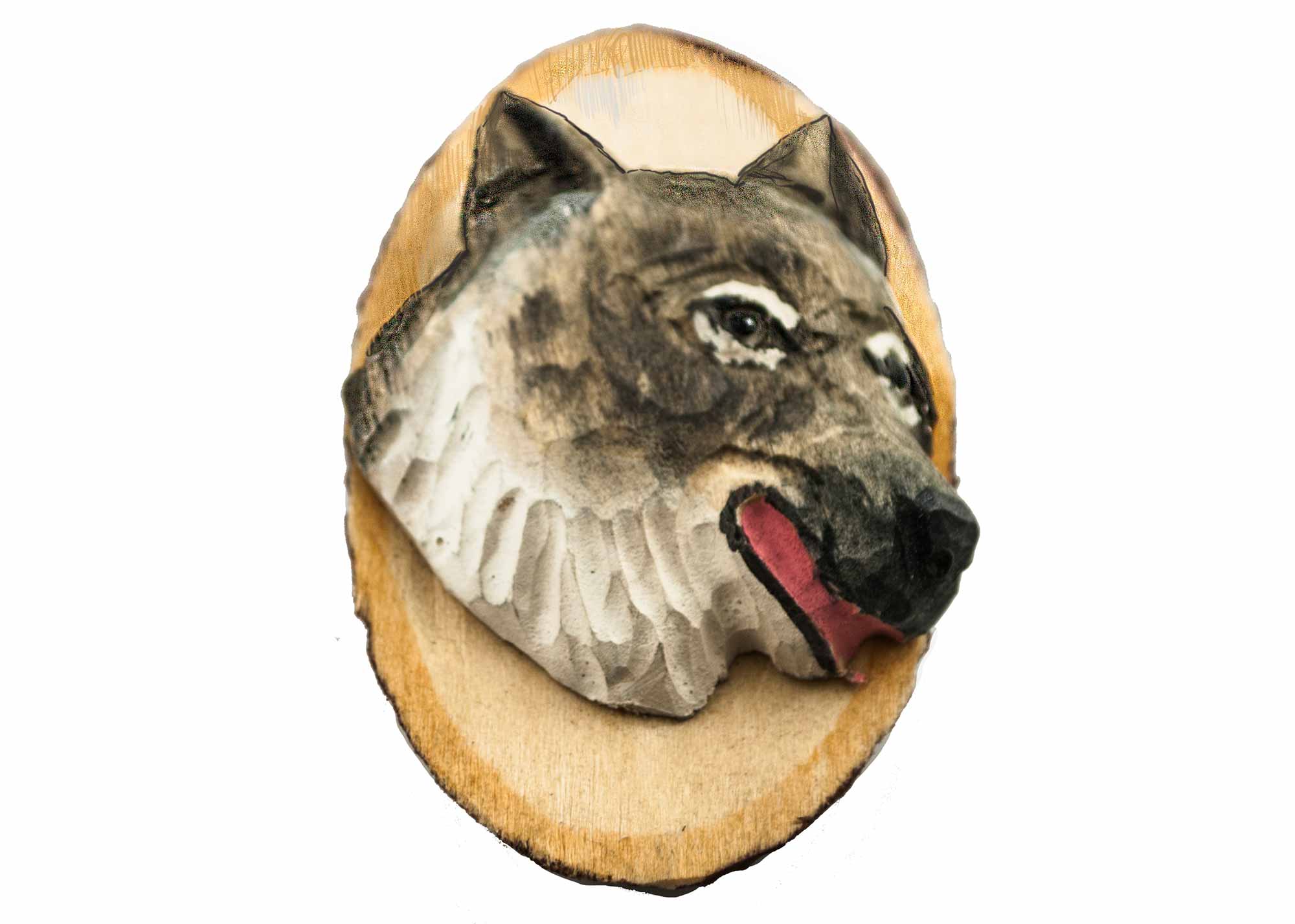 Buy Red Wolf Hand Carved Wildlife Magnet at GoldenCockerel.com