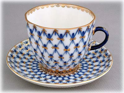 Buy Cobalt Net Coffee Cup and Saucer at GoldenCockerel.com