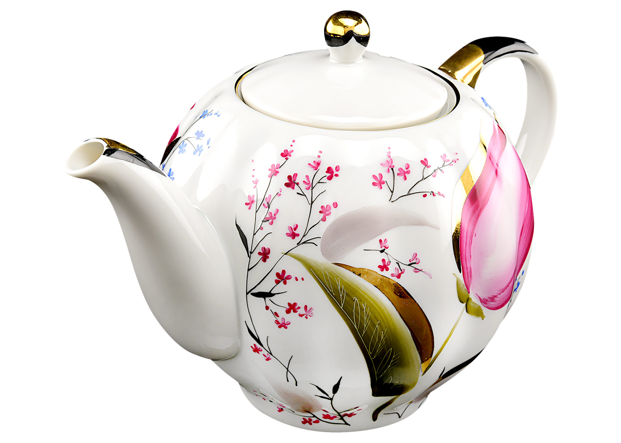 Buy Pink Tulips Porcelain Teapot at GoldenCockerel.com