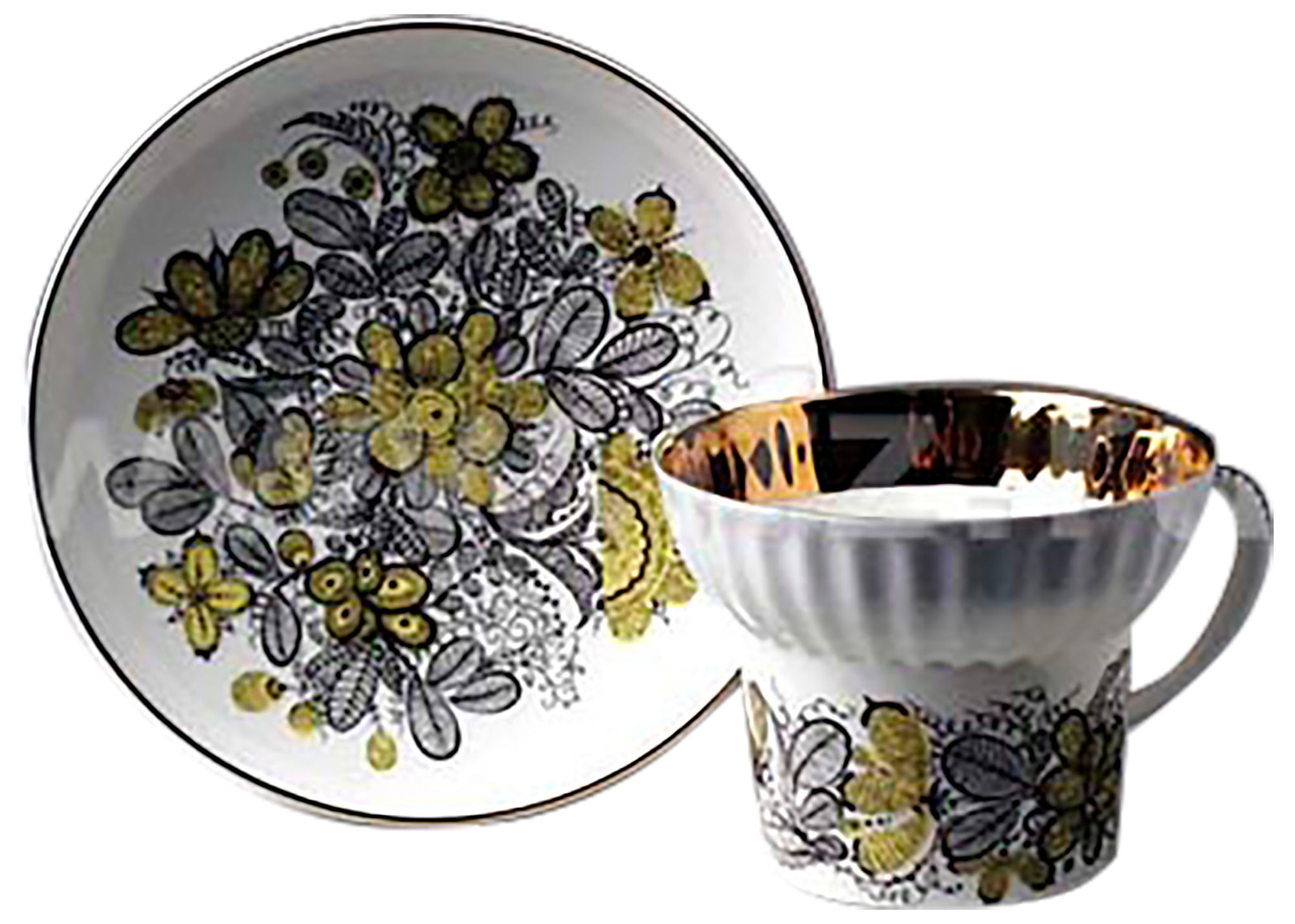 Buy Russian Lace Cup and Saucer, Bone at GoldenCockerel.com