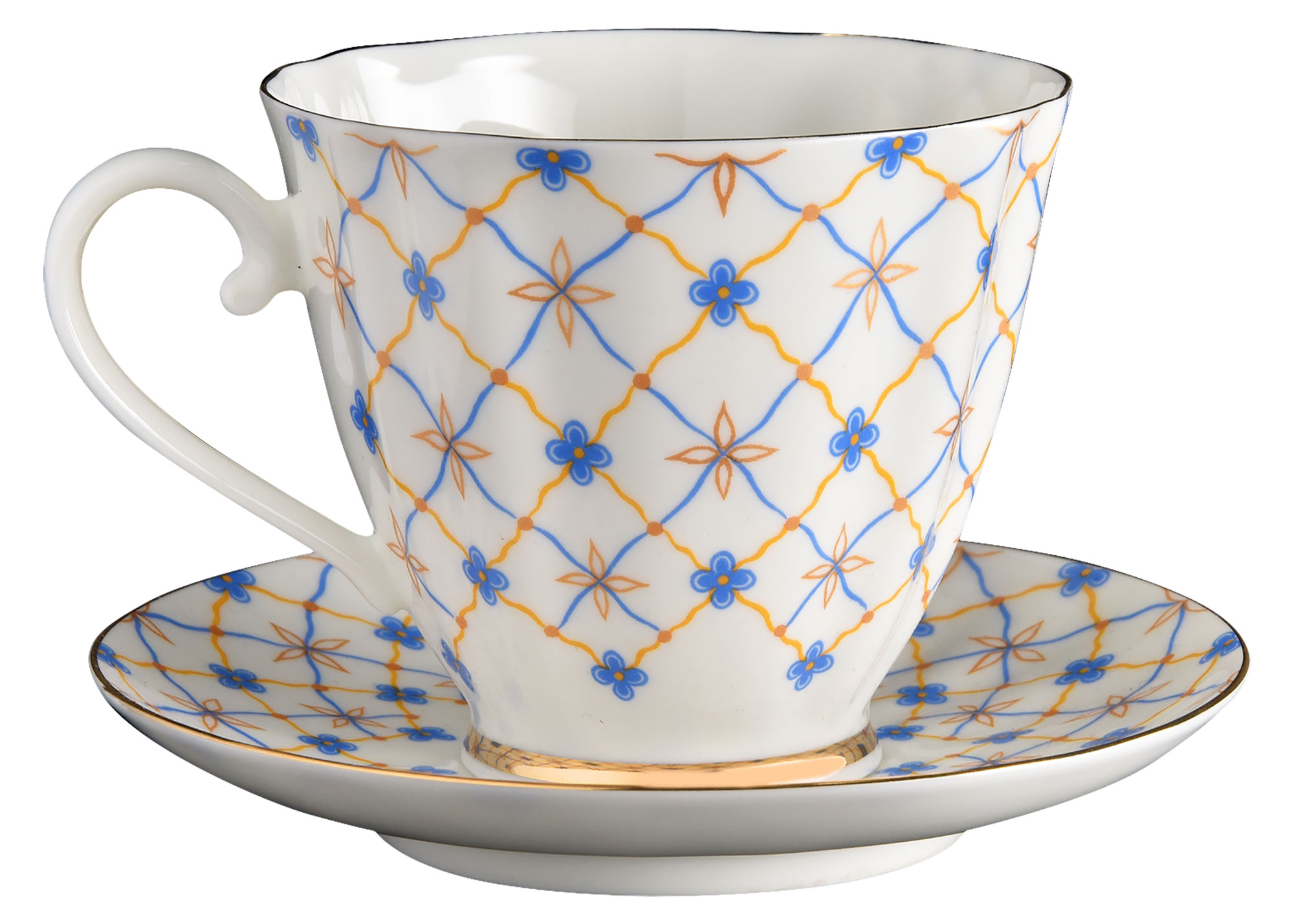 Buy Blue Carnation Retro Bone China Coffee Cup and Saucer at GoldenCockerel.com