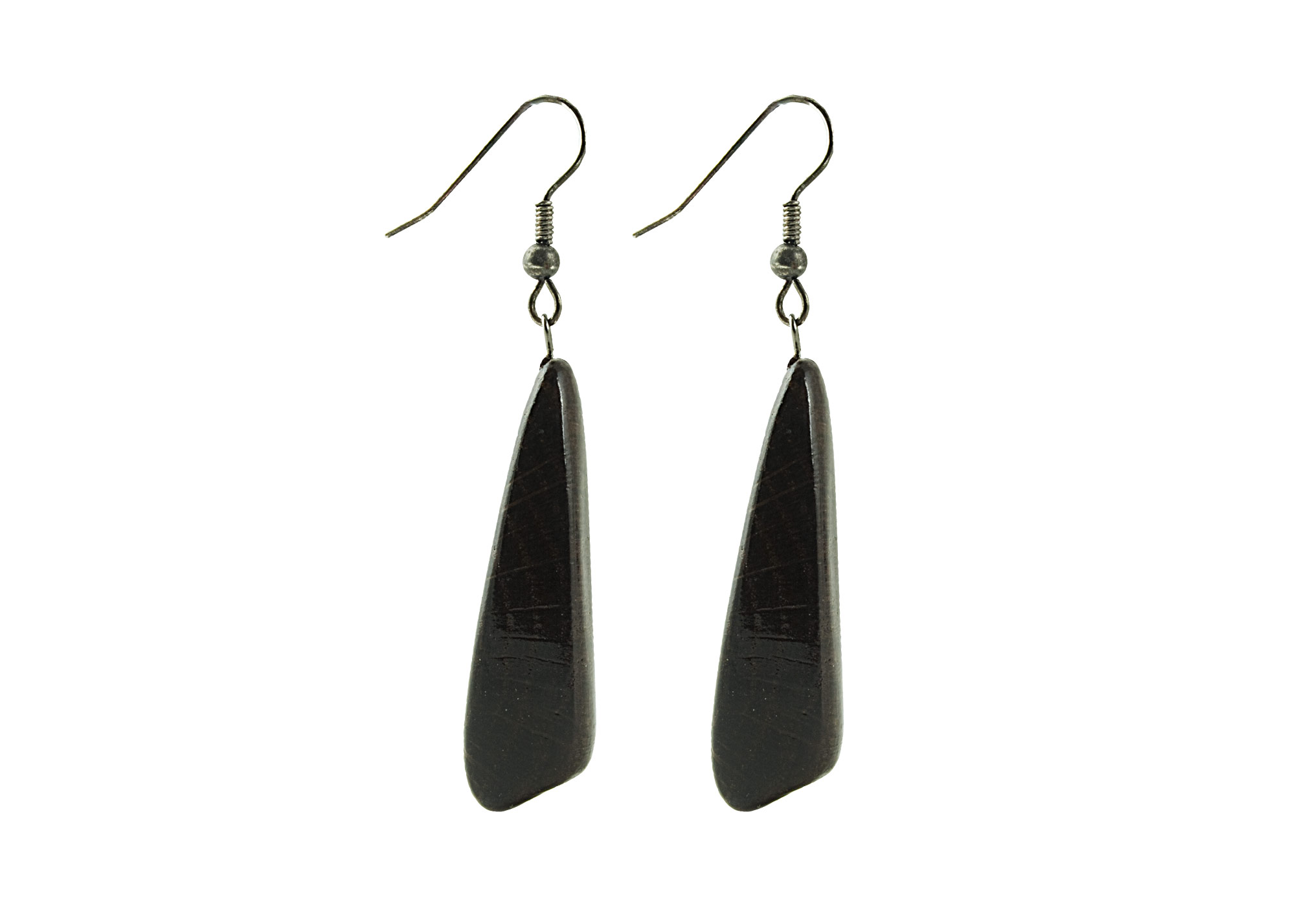 Buy Black Sea Wooden Earrings Asymmetrical Dark Approx at GoldenCockerel.com
