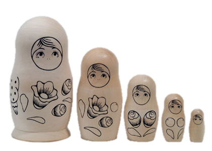 Buy Unpainted Volga Maiden 5pc./6" – DIY Russian Nesting Doll at GoldenCockerel.com