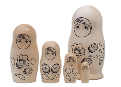 Buy Unpainted Volga Maiden 5pc./6" – DIY Russian Nesting Doll at GoldenCockerel.com