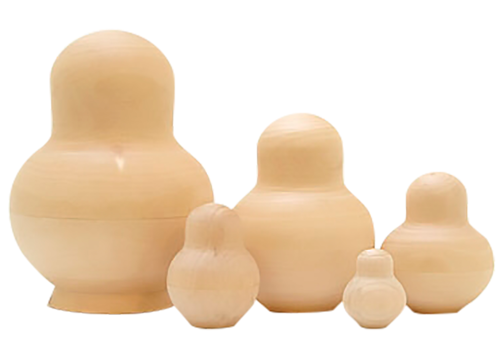Unpainted Potbellied Blank Nesting Doll 5pc. 5 Midsize