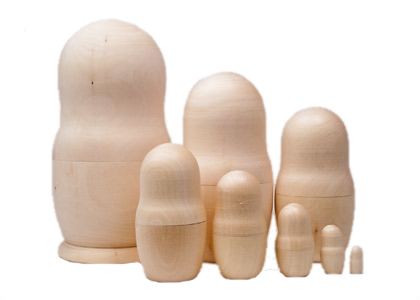 Buy Unpainted Blank Nesting Doll 8pc./8" at GoldenCockerel.com