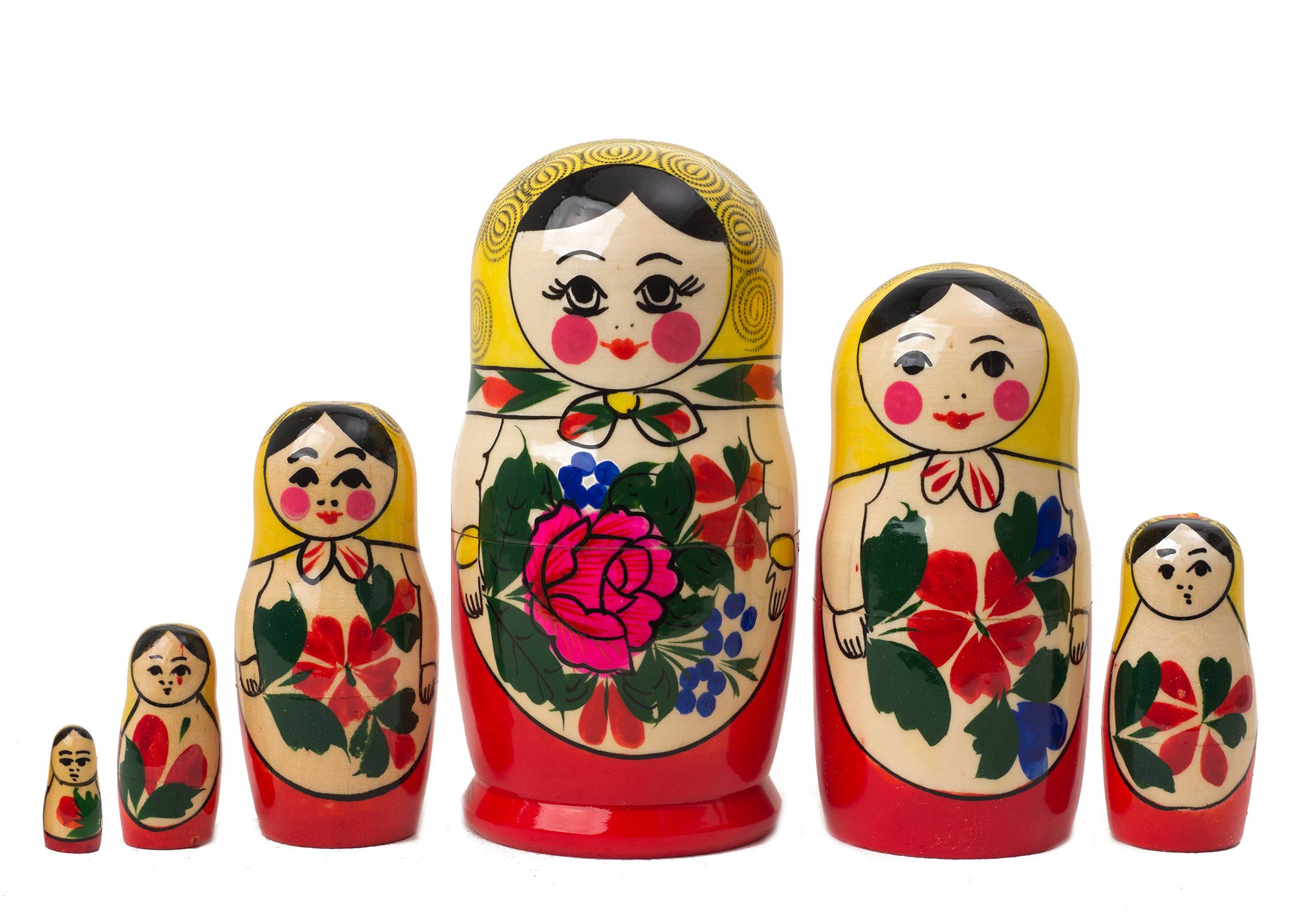 Russian Semenov Nesting dolls Matryoshka set 5 pcs Hand painted in Russia 6.5'' 