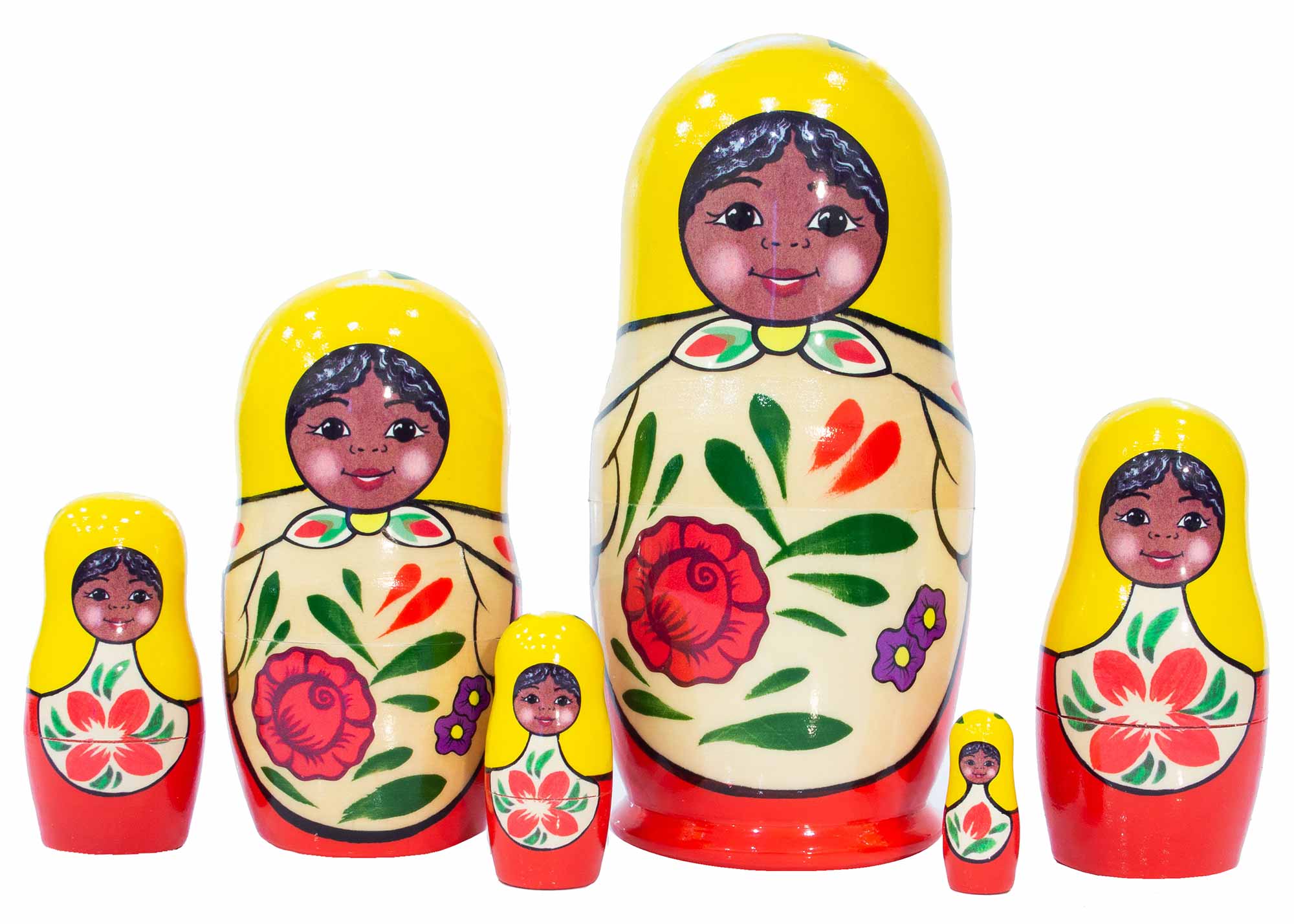 Buy Dark Skinned Littlest Matryoshka Doll 6pc./5" at GoldenCockerel.com