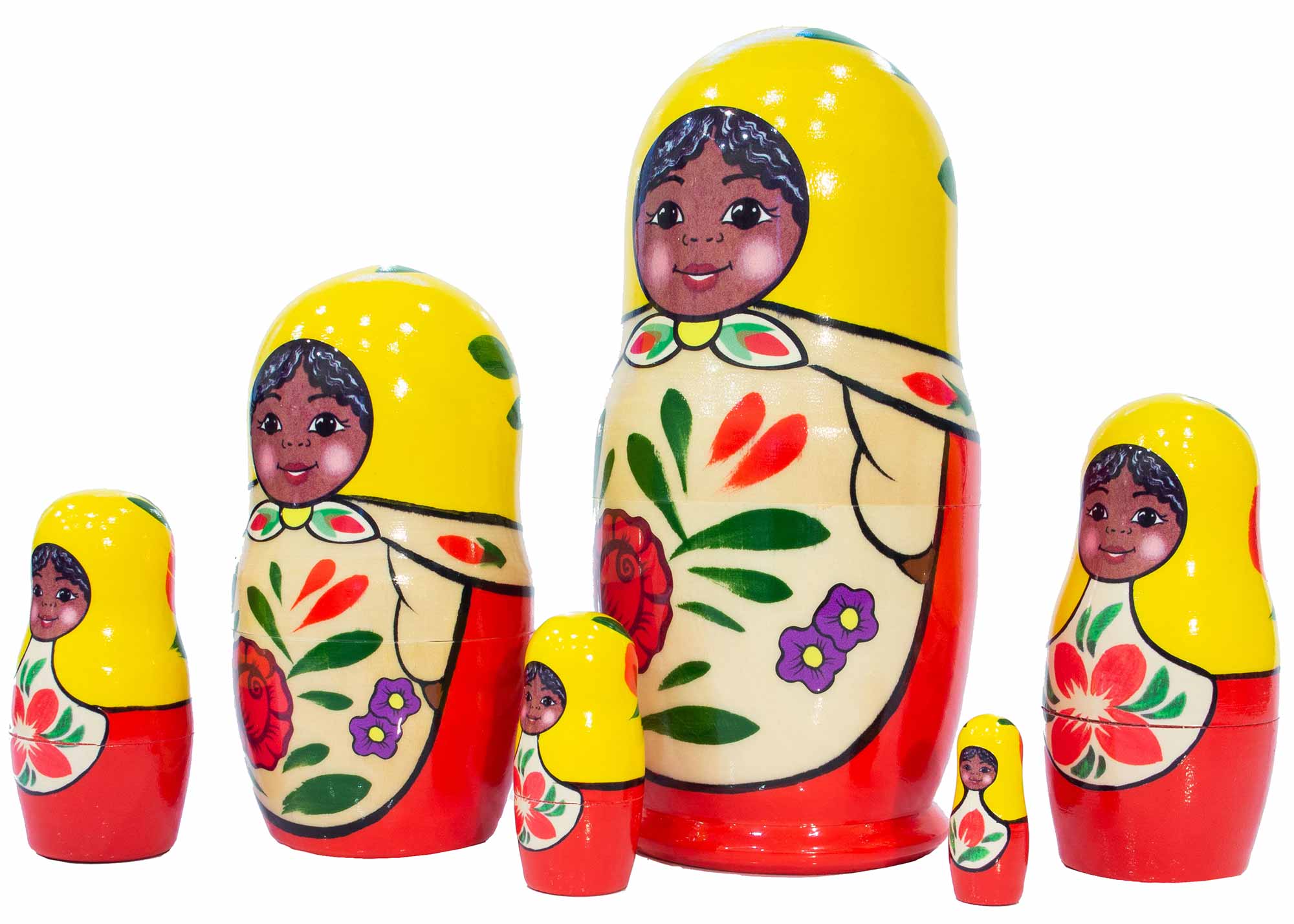 Buy Dark Skinned Littlest Matryoshka Doll 6pc./5" at GoldenCockerel.com