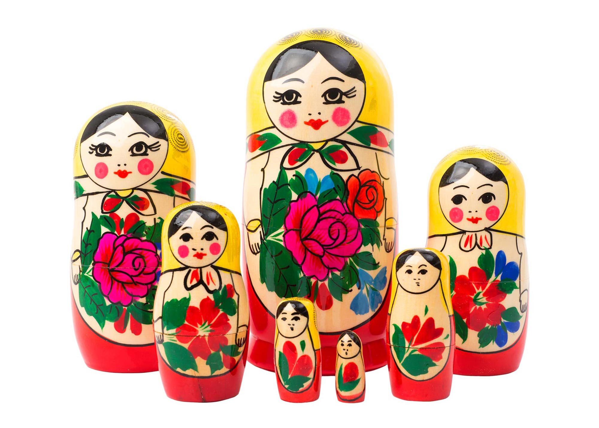 h=12" #8-3 Big Russian Semenov Nesting dolls Red Matryoshka set 15 pcs. 