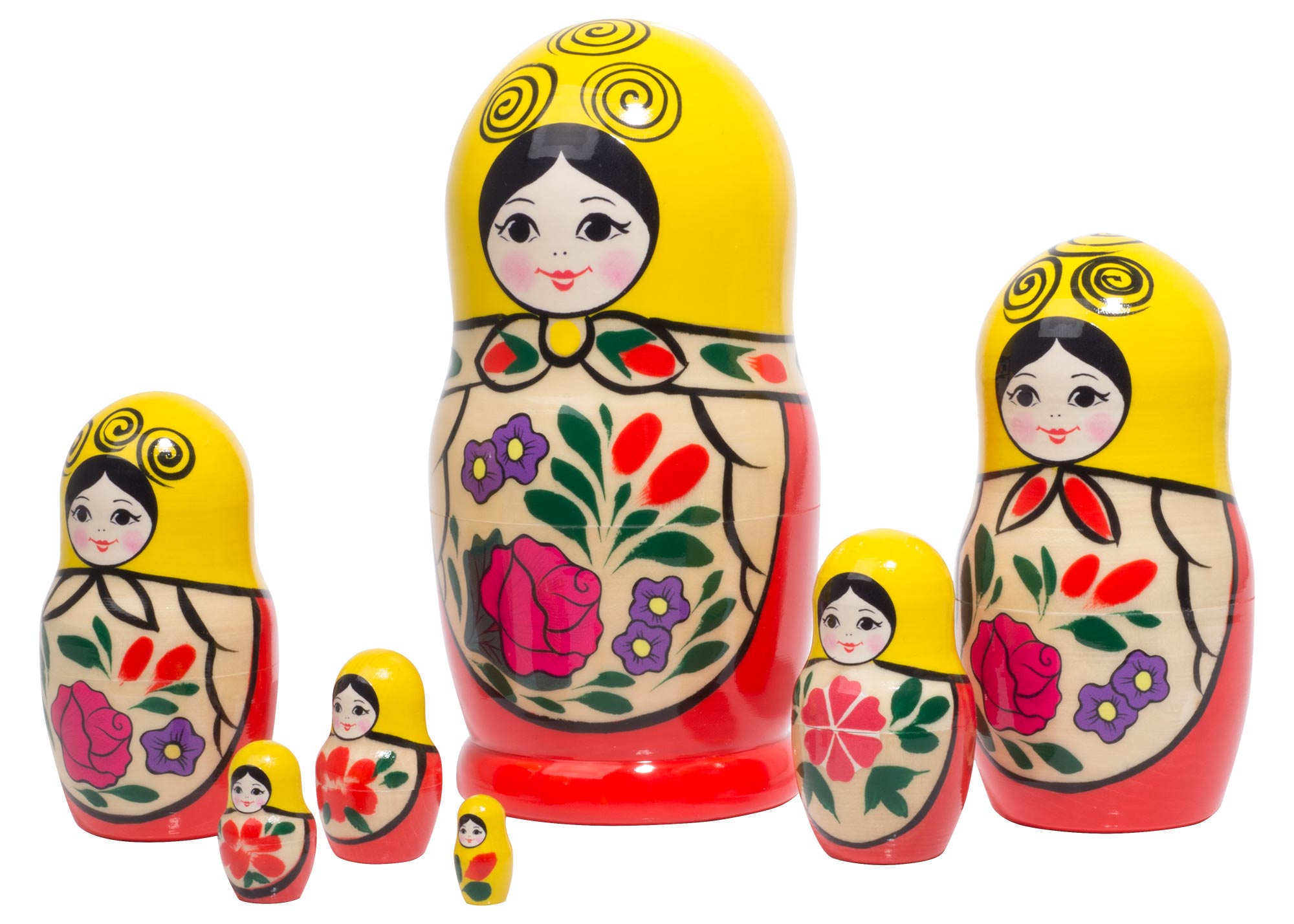 Buy Traditional Nesting Doll  w/ Rose 7pc./6" at GoldenCockerel.com