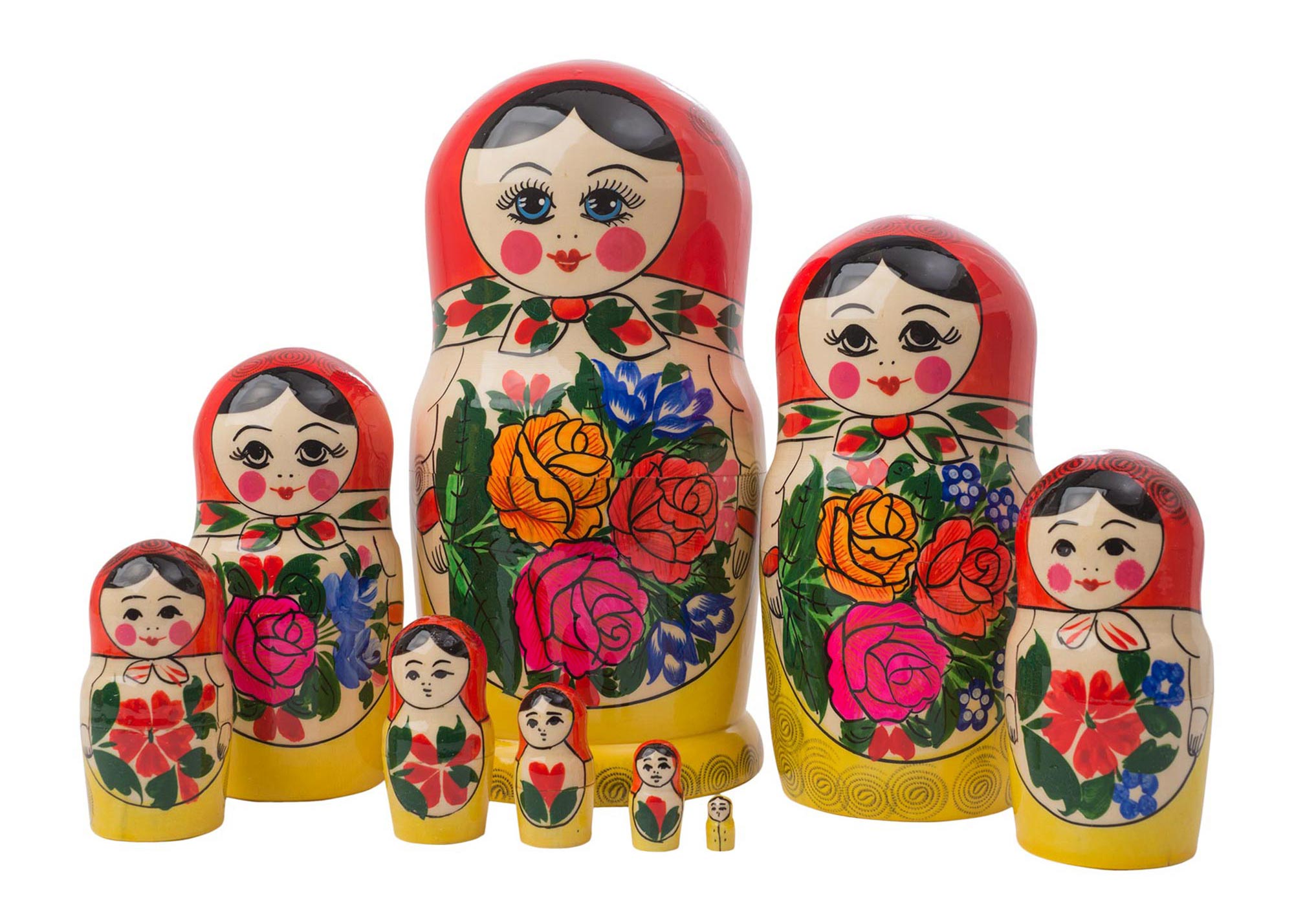 Hand painted #10 Russian Semenov Nesting dolls Matryoshka set 5 pcs. h=6" 