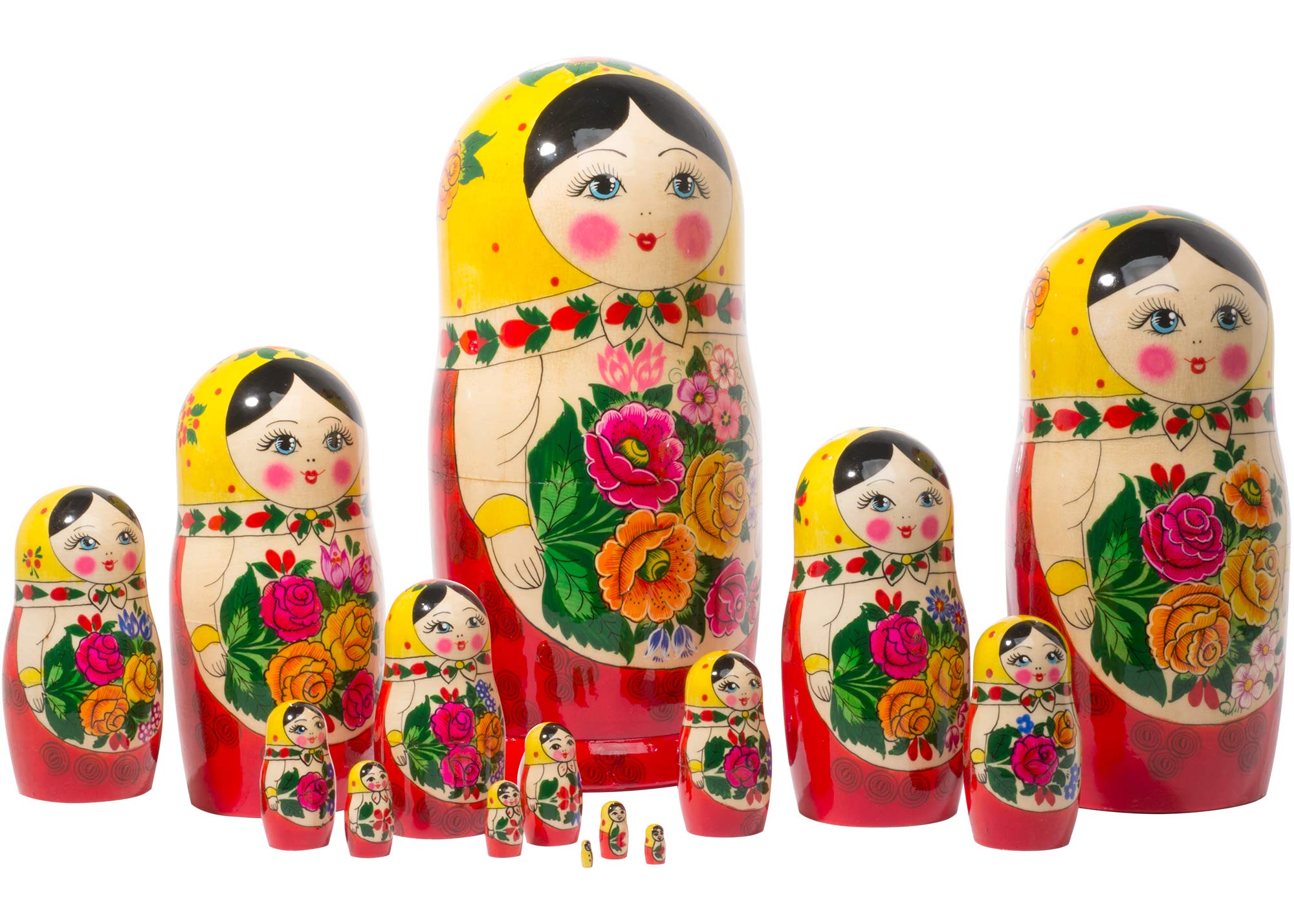Hand painted #4-2 Russian Semenov Nesting dolls Matryoshka set 7 pcs. h=7" 
