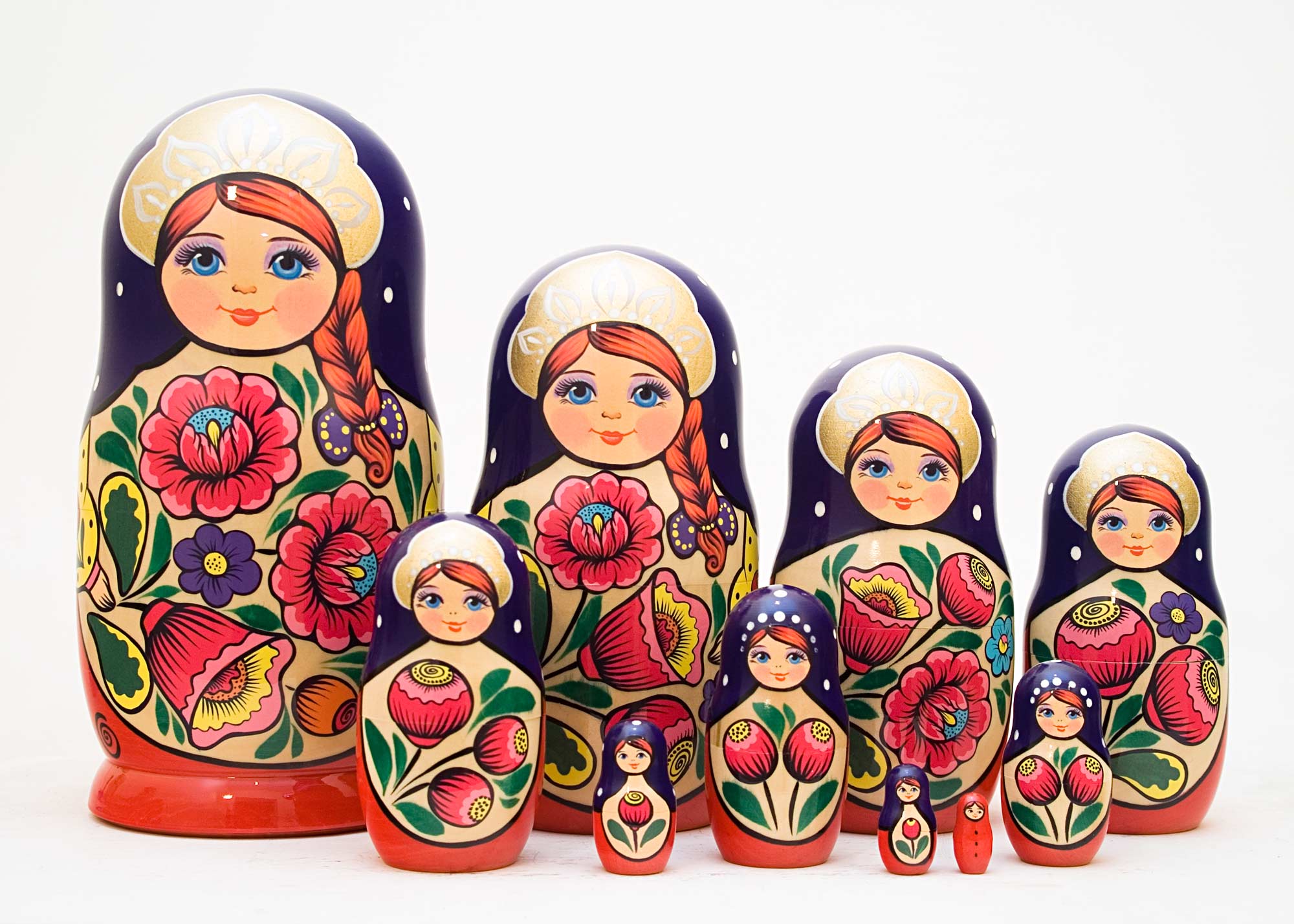 Buy Volga Maiden Nesting Doll 10pc./10" at GoldenCockerel.com