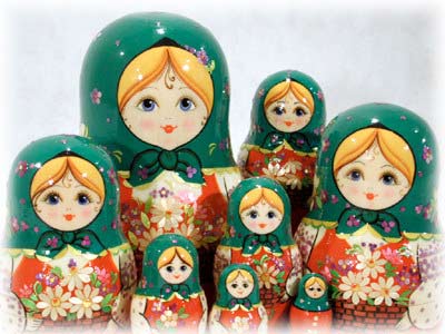 Buy Kirov Matryoshka w/ Straw Inlay 10pc./8" at GoldenCockerel.com