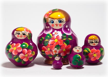 Buy Carton of Little Maiden Nesting Dolls 5pc./3"  at GoldenCockerel.com