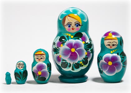 Buy Carton of Little Maiden Nesting Dolls 5pc./3"  at GoldenCockerel.com