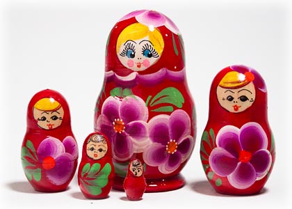 Buy Carton of Little Maiden Nesting Dolls 5pc./3"  at GoldenCockerel.com