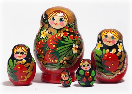 Buy Carton of Little Maiden Nesting Dolls 5pc./3"  at GoldenCockerel.com