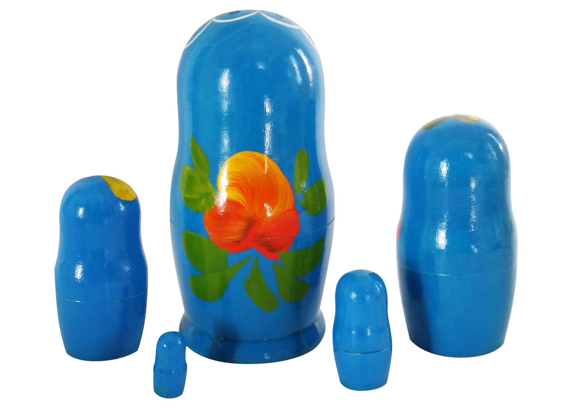 Buy Light Blue Art Babushka Doll 5pc./4" at GoldenCockerel.com