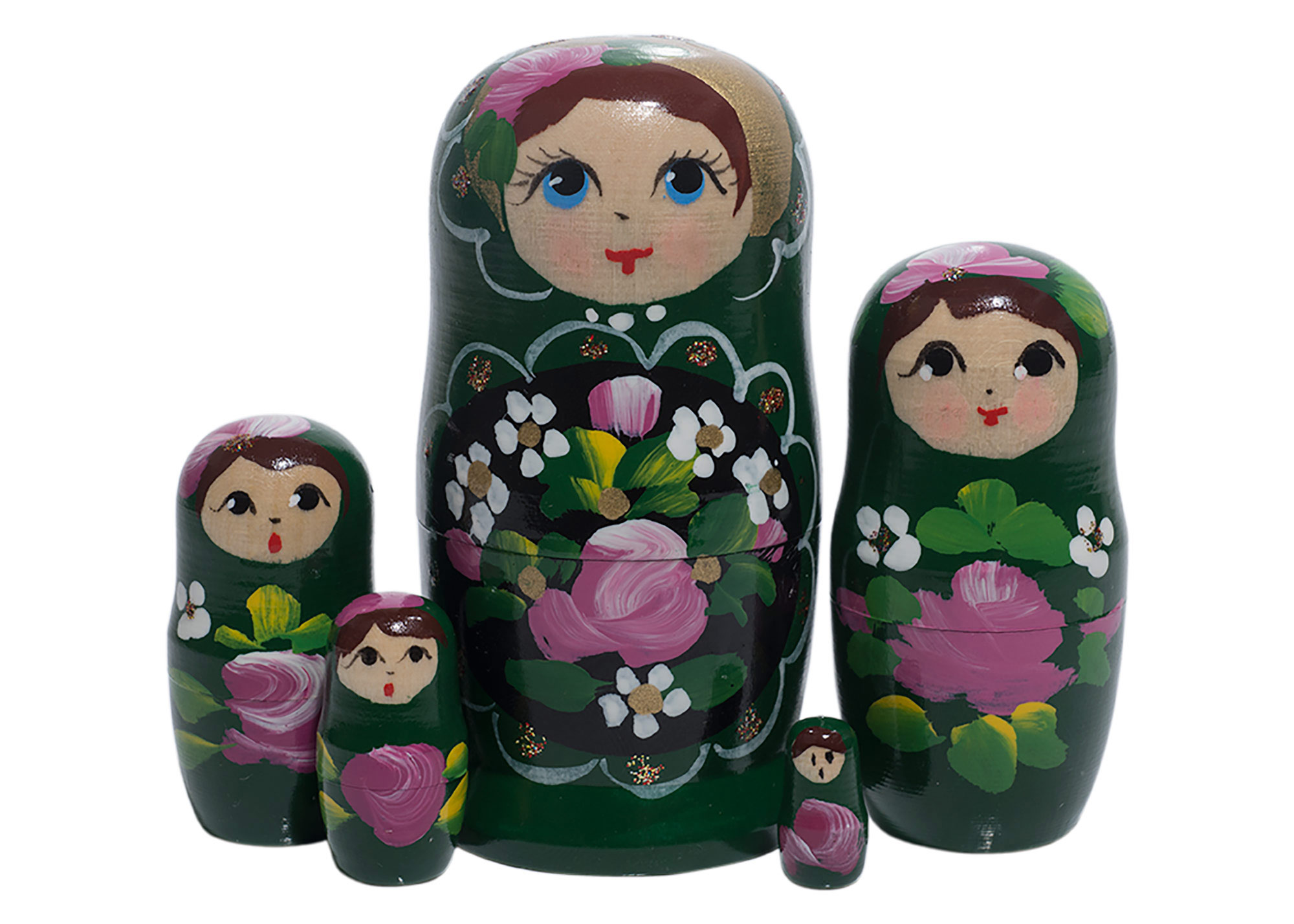 Buy Green Art Nesting Doll 5pc./4" at GoldenCockerel.com