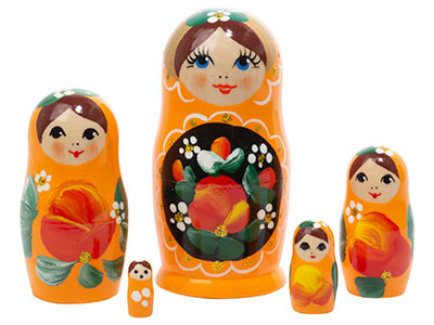 Buy Orange Art Nesting Doll 5pc./4" at GoldenCockerel.com